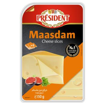 President Maasdam Cheese Slices 45% 150g - buy, prices for WINETIME - photo 1