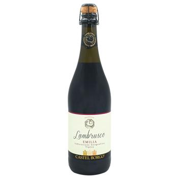 Вино игристое Castel Borgo Lambrusco Emilia красное полусладкое 8% 0,75л - купить, цены на Чудо Маркет - фото 1