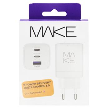 Зарядное устройство Make 2xType-C+USB 65W белый - купить, цены на NOVUS - фото 2