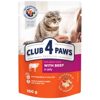 Корм вологий Club 4 Paws Premium з яловичиною для котів 100г - купити, ціни на MasterZoo - фото 1