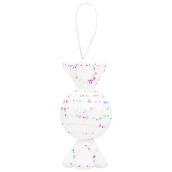 White Caramel Decoration with Beaded Ribbon 19cm