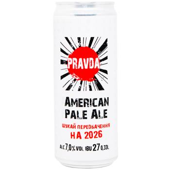 Pravda American Pale Ale Light Unfiltered Beer 7% 0.33l - buy, prices for WINETIME - photo 1