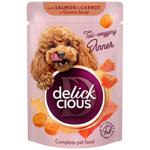 Delickcious Wet Food Stripes with Salmon and Carrot in Cream Soup for Adult Dogs 85g