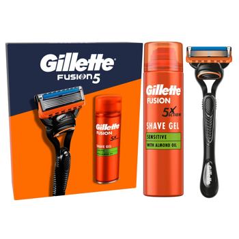 Gillette Fusion 5 Shaving Machine with 1 Replaceable Blade + Shaving Gel for Sensitive Skin 200ml Gift Set - buy, prices for - photo 2