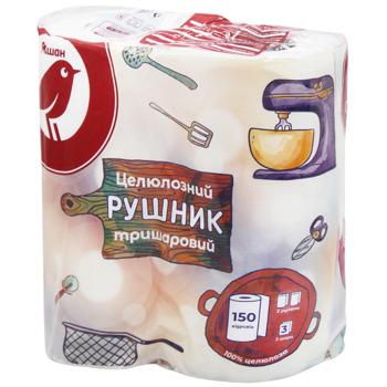 Auchan Cellulose Three-layer Paper Towel 150 sheets 2pcs
