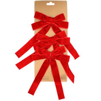 Набір оксамитових бантів Bona Di 3шт 15х24см червоний