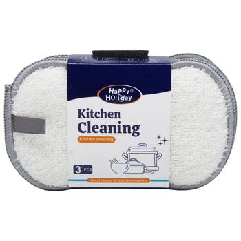 Губки кухонні 3шт бамбук 34841 E-129х95 И857 - купити, ціни на КОСМОС - фото 3