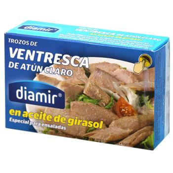 Тунець Diamir жовтоперий філе в оливковій олії 120 г - купить, цены на МегаМаркет - фото 1