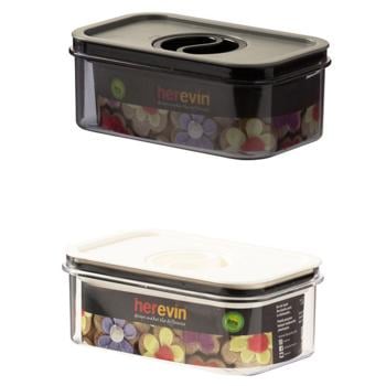 Herevin Canister-Vacuum Lid-White-Black Container 600ml