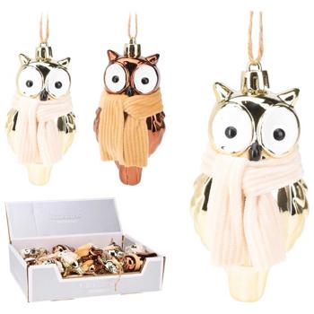 Украшение елочное Actuel Сова пластиковое 9,2см в ассортименте - купить, цены на Auchan - фото 1