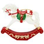 Bona Di Rocking Horse Decorative Pendant 9.5cm White with Red