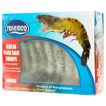 Rosemco Black Tiger Shrimps with Head 16/20 800g - buy, prices for - photo 1