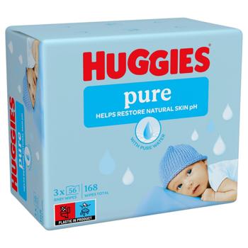 Серветки вологі Huggies Pure 2+1 168шт - купити, ціни на ULTRAMARKET - фото 1