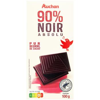 Шоколад чорний Auchan 90% 100г