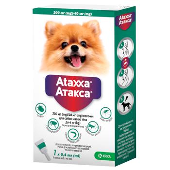 KRKA Ataxxa Drops on the Withers for Dogs from 1.5 to 4kg Against External Parasites 1 pipette