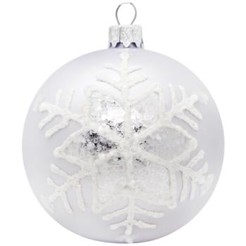 Шар елочный с декором серебряный 8см в ассортименте - купить, цены на - фото 3