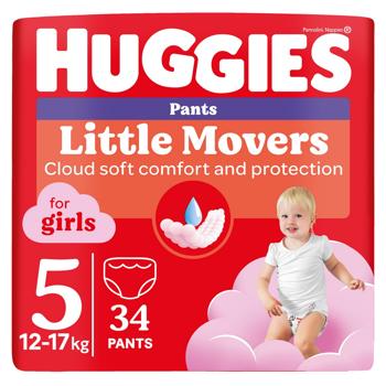 Подгузники-трусики Huggies Little Movers для девочек 5 12-17кг 34шт - купить, цены на КОСМОС - фото 1