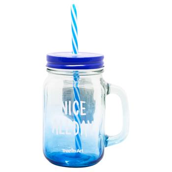 Zed Colored Drinking Glass with Straw 450ml - buy, prices for - photo 3