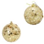 Куля ялинкова Koopman з блискітками та візерунком 8см золотистий в асортименті