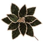 Bona Di Poinsettia Velvet Decorative Flower with Glitter 28cm Green