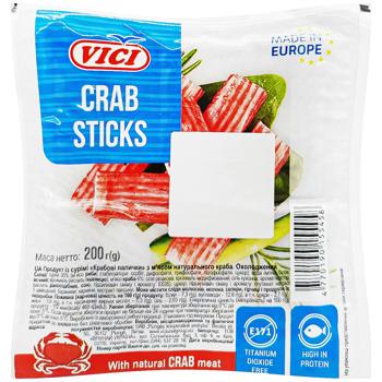 Крабові палички Vici з м'ясом натурального краба охолоджені 200г - купити, ціни на КОСМОС - фото 1