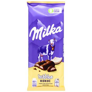 Milka Aerated Milk Chocolate with Coconut Filling 97g - buy, prices for COSMOS - photo 1