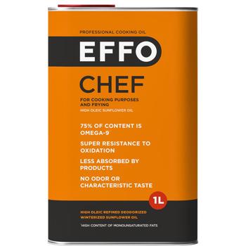 Масло подсолнечное Effo Chef высокоолеиновое рафинированное вымороженное 1л - купить, цены на Auchan - фото 1