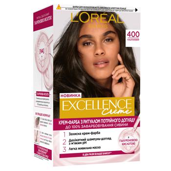 Краска для волос L'oreal Paris Excellence Creme 400 Каштановый - купить, цены на МегаМаркет - фото 1