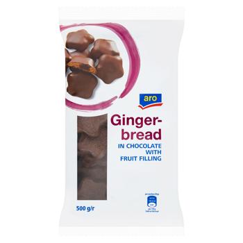 Пряники Aro в шоколаде с фруктовой начинкой 500г