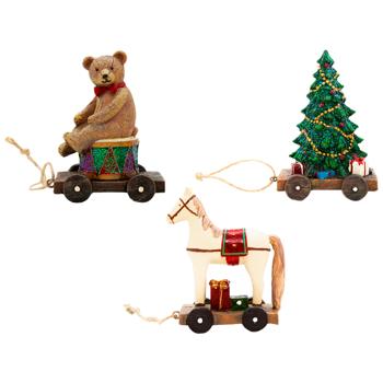 Декоративна підвіска в стилі Ретро: ведмедик конячка ялинка 11см 894-008 BONADI 1 шт - купить, цены на WINETIME - фото 1