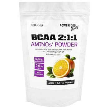 Добавка дієтична Powerfood Sport Амінокислоти з підсолоджувачем 2:1:1 300г - купити, ціни на КОСМОС - фото 1