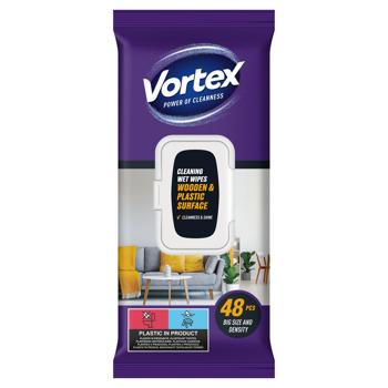 Серветки вологі Vortex для дерев'яних та пластикових поверхонь 48шт - купити, ціни на Auchan - фото 2