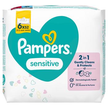 Cалфетки влажные Pampers Sensitive 6x52шт - купить, цены на METRO - фото 3