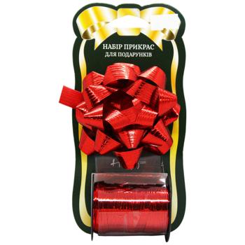 Набір прикрас для подарунку, 2 шт.: бант Делюкс 10см та стрічка - купить, цены на МегаМаркет - фото 2