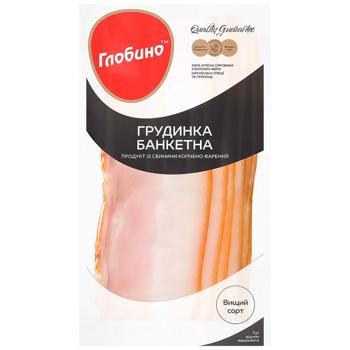Грудинка Глобино Банкетна нарізана варено-копчена вищий сорт 120г - купити, ціни на Ідеал - фото 1