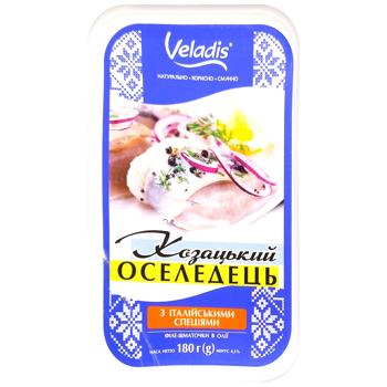 Veladis Kozatskiy With Italian Spices Herring Fillet-Pieces 180g - buy, prices for Auchan - photo 1