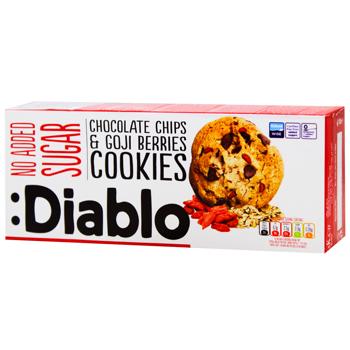 Печенье Diablo с шоколадной крошкой и ягодами годжи без сахара 135г - купить, цены на WINETIME - фото 1