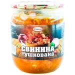 Meat Podyna pork canned 500g glass jar Ukraine
