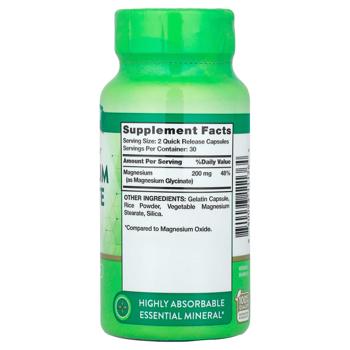 Nature's Truth, Magnesium Glycinate, Chelated, 200 mg(100 mg per Capsule), 60 Quick Release Capsules - купить, цены на Biotus - фото 2