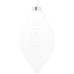 Ялинкова скляна Chomik рельєф білий перламутр 8см