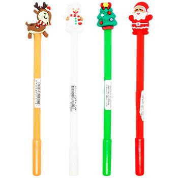 Ручка гелева синя Новорічна 0,5мм в асортименті - купити, ціни на МегаМаркет - фото 1