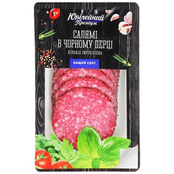 Yuvileyny Premium Salami Raw-dried Sausage in Black Pepper of Highest Grade 80g - buy, prices for - photo 1