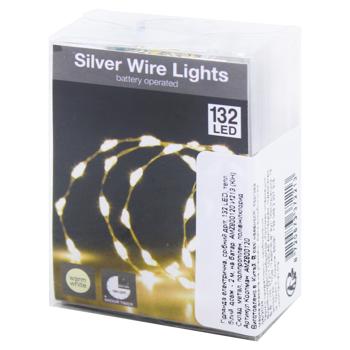 Electric Silver Wire Garland on Batteries 132 LED 2m Warm White Color - buy, prices for COSMOS - photo 1