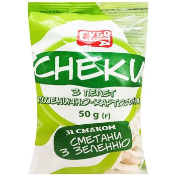 Снеки Суббота пшенично-картофельные из пелет со вкусом сметаны с зеленью 50г