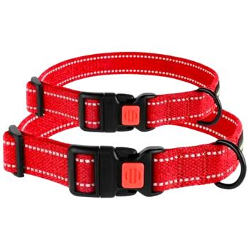 Barksi BronzeDog Сotton брезентовий нашийник для собак S - червоний - купить, цены на MasterZoo - фото 2
