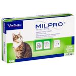 Таблетки для кошек Virbac Milpro от 2 до 8кг для лечения гельминтозов 16 мг/40 мг 4шт