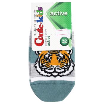 Носки Conte Kids Active детские ультракороткие серо-бирюзовые 22р - купить, цены на ULTRAMARKET - фото 1