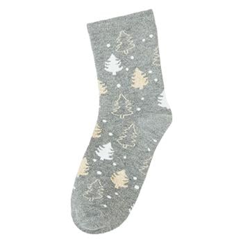 Siela Christmas Trees Terry Women's Socks s.39-42 Beige