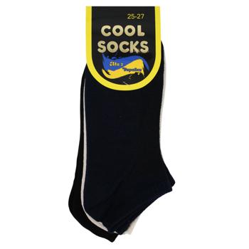 Набор носков мужских Cool Socks короткие р.25-27 3 пары черный, синий, бежевый