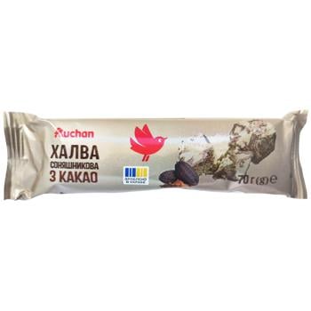 Халва Auchan подсолнечная с какао 70г